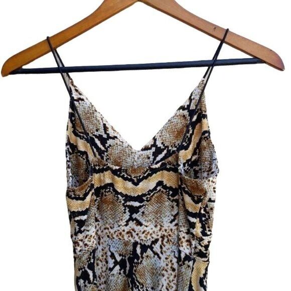 Polly & Esther Jumper Retro 70's Sleeveless V-neck Wide Flare Leg Snake Sz XS - Picture 10 of 12